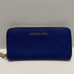 MK Blue Zip Wallet